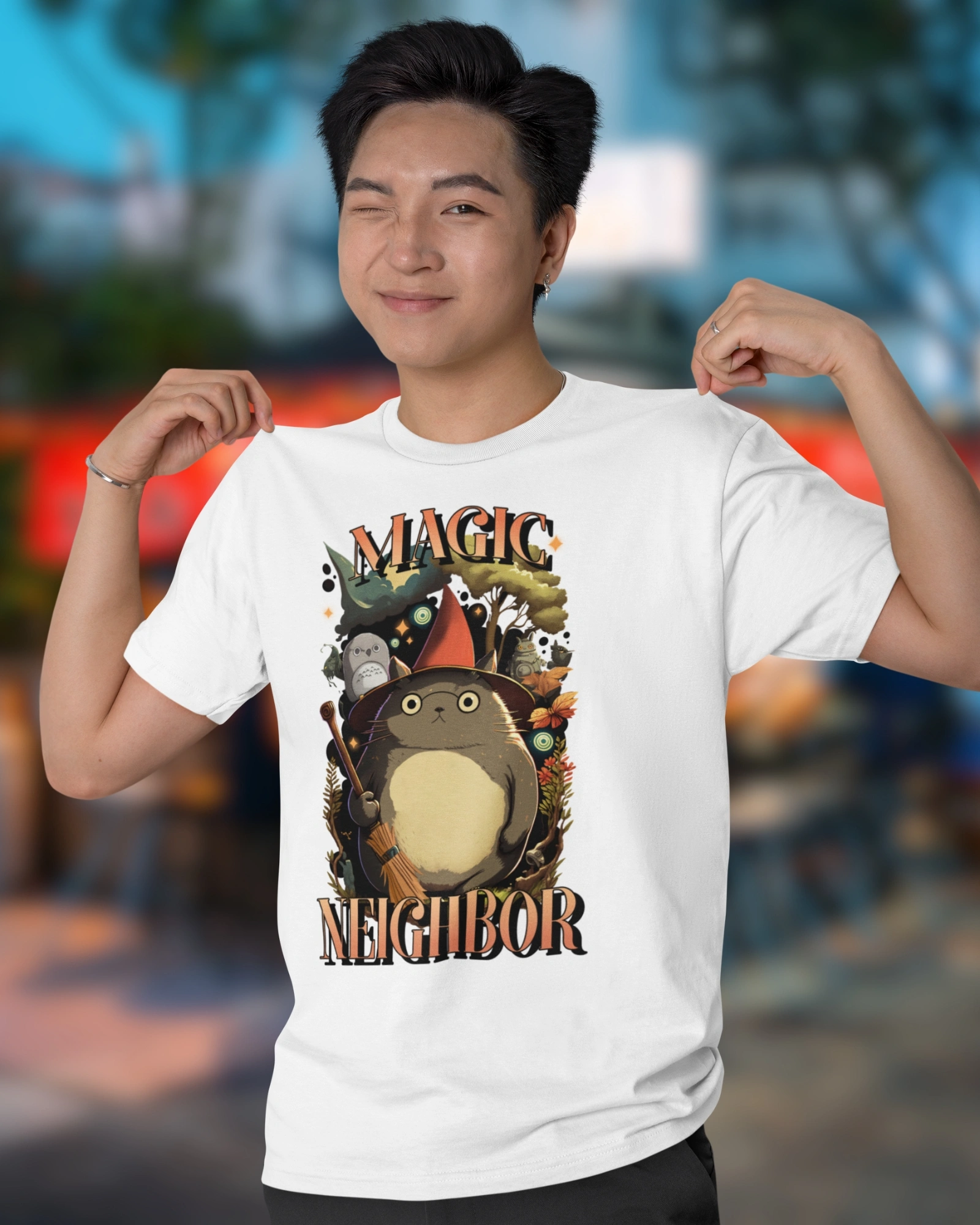 Magic Neighbor White T shirt Magic Neighbor Men T shirt - Image 1